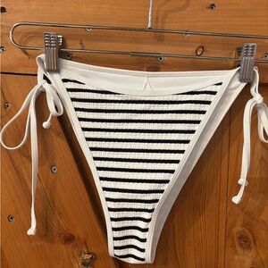 L*Space Black and White Striped Bikini Bottom